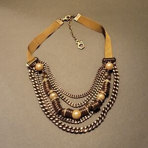 Brown and Gold With Pearl Layered Necklace